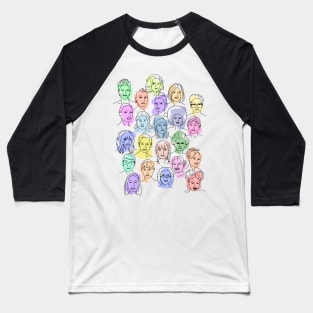 Colorful Women Faces Baseball T-Shirt